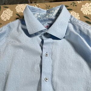 Robert Graham Classic Fit Jacquard Long Sleeve Shirt Powder Blue Size 2XL